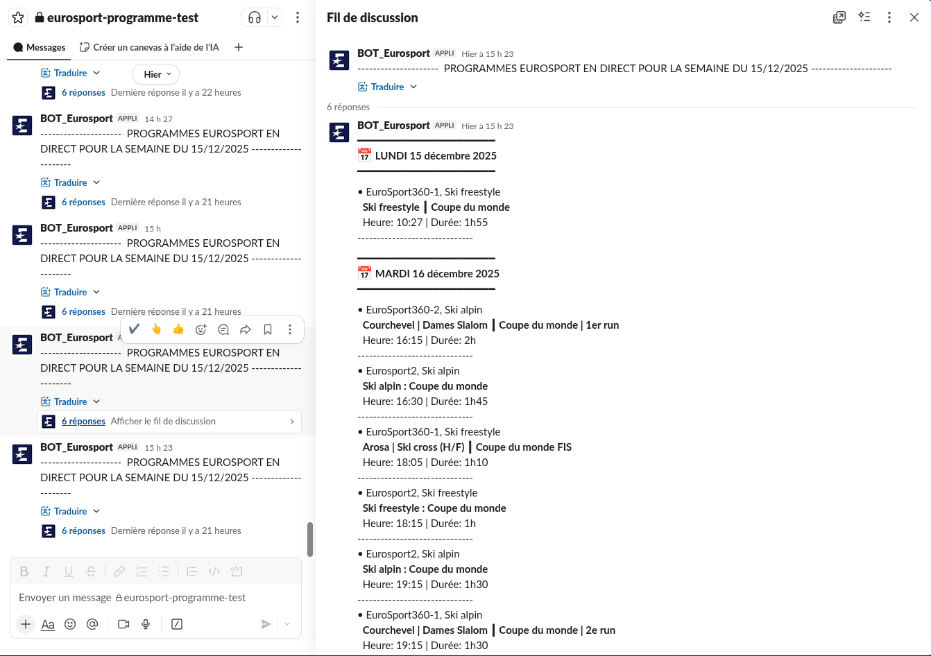 affichage des factures