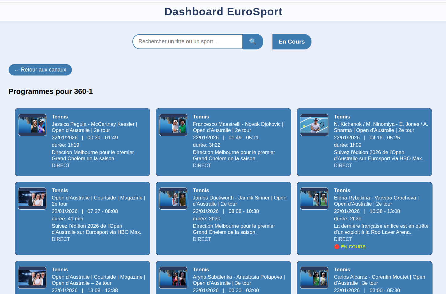 affichage des factures