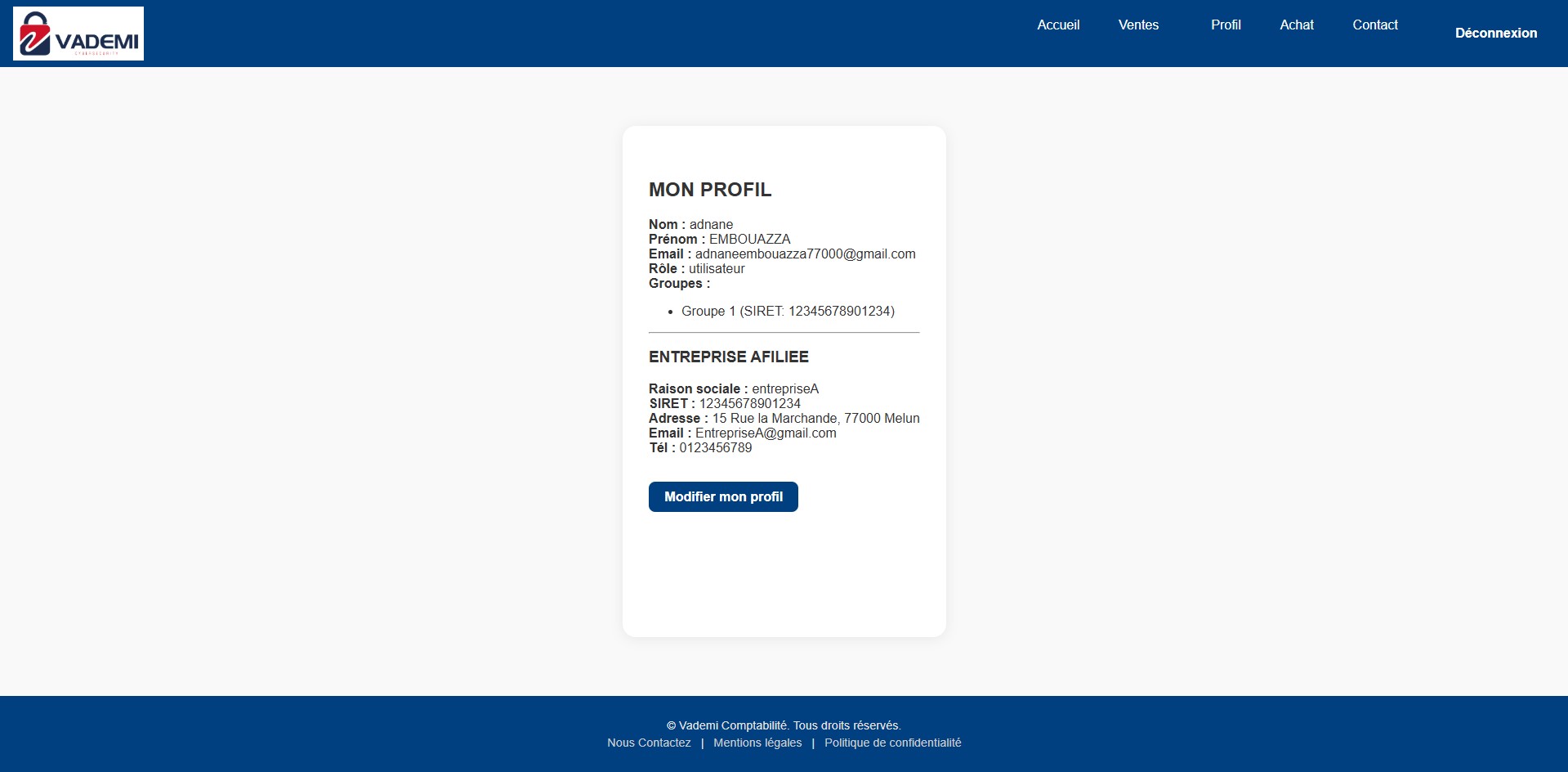 affichage des factures